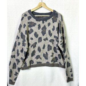 NWT Olivaceous Leopard Print Oversized Soft Cozy Sweater Size S Beige Brown Gray